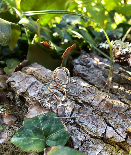 Boutique ésotérique - Lithothérapie Bague Argent et Quartz Rose- SOEURS