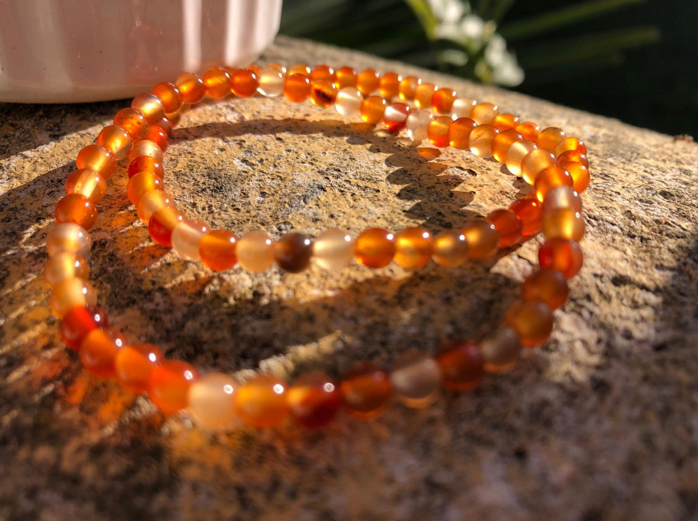 Boutique de Lithothérapie - 2 Bracelets en pierre Cornaline (perles 04mm)