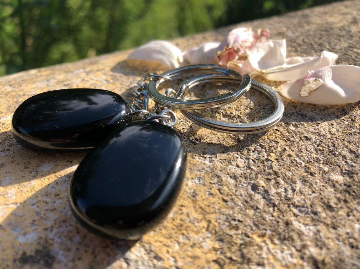 Boutique de Lithothérapie en ligne - Porte clés en Obsidienne - SOEURS