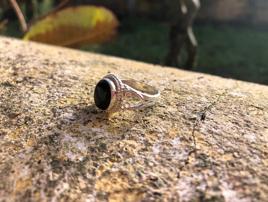 Boutique ésotérique - Lithothérapie Bague en Onyx et Argent - SOEURS