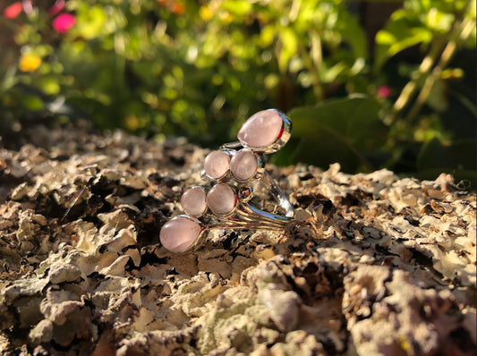 Boutique ésotérique - Lithothérapie Bague argent et Pierre Quartz Rose - SOEURS
