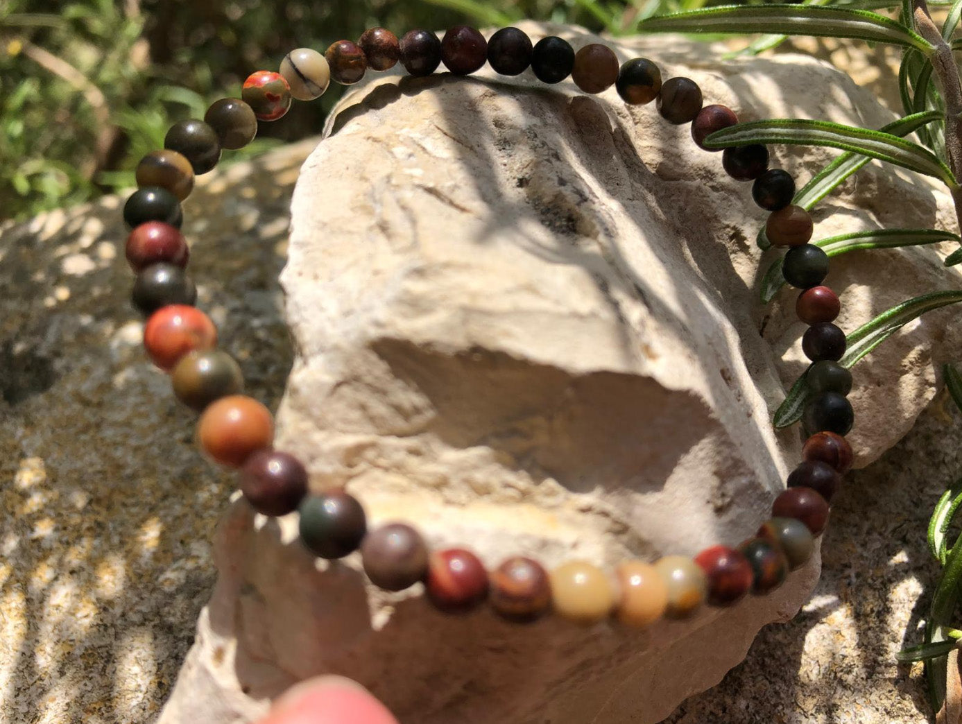 Boutique de lithothérapie en ligne - Bracelet boule 04mm en Jaspe Polychrome - SOEURS