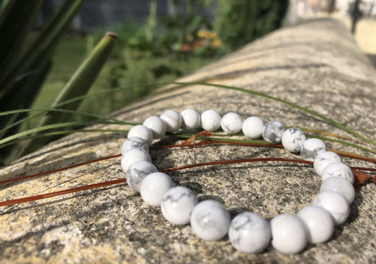 Boutique ésotérique - Bracelet en Pierre Lithothérapie Howlite - SOEURS