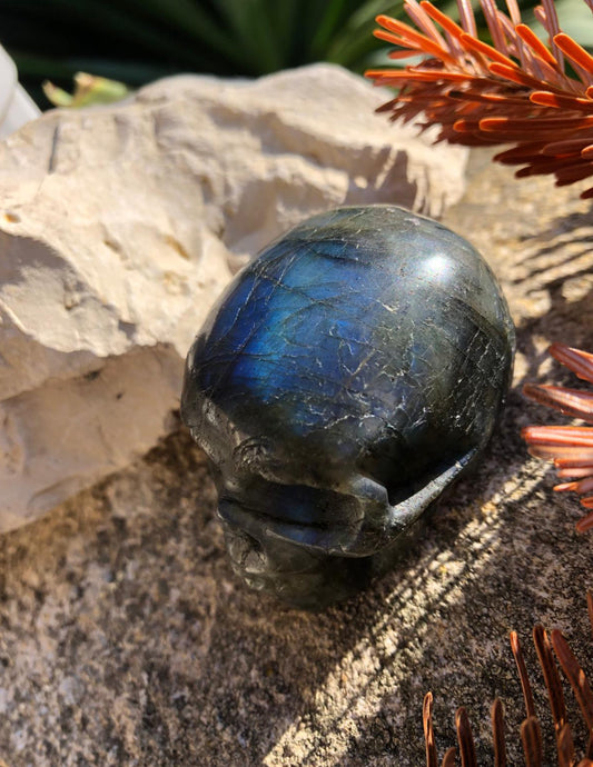 Boutique de Lithothérapie en ligne - Figurine Crâne en Labradorite