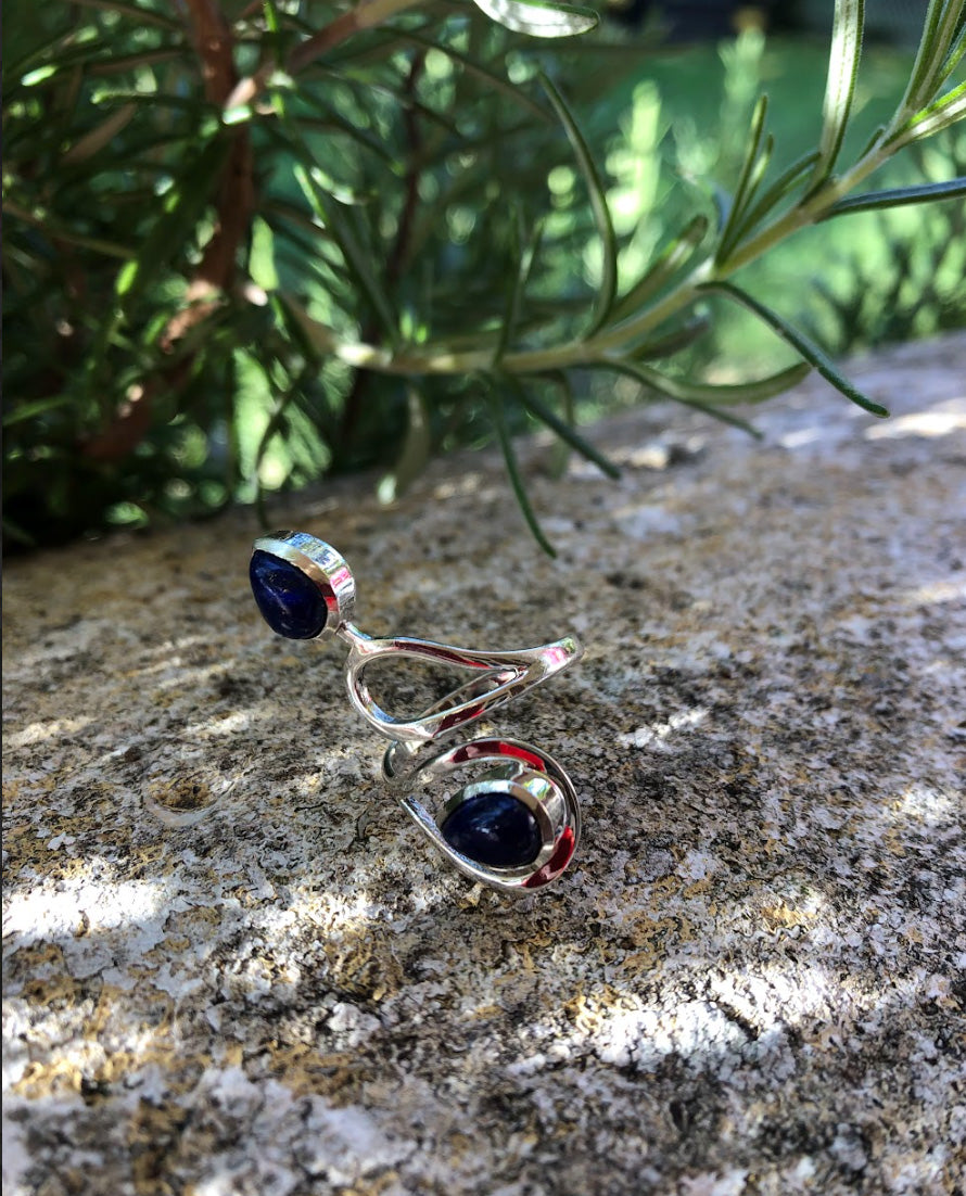 Boutique ésotérique - Lithothérapie Bague Argent & Lapis Lazuli - SOEURS
