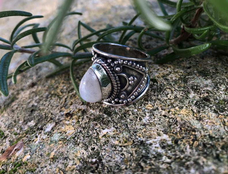 Boutique ésotérique - Bague en Pierre de Lune et Argent - SOEURS