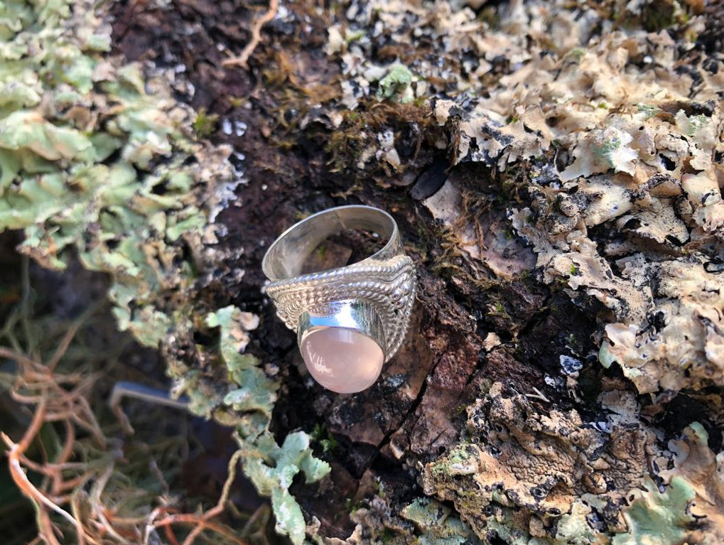 Boutique ésotérique - Lithothérapie Bague en pierre Quartz Rose et Argent - SOEURS