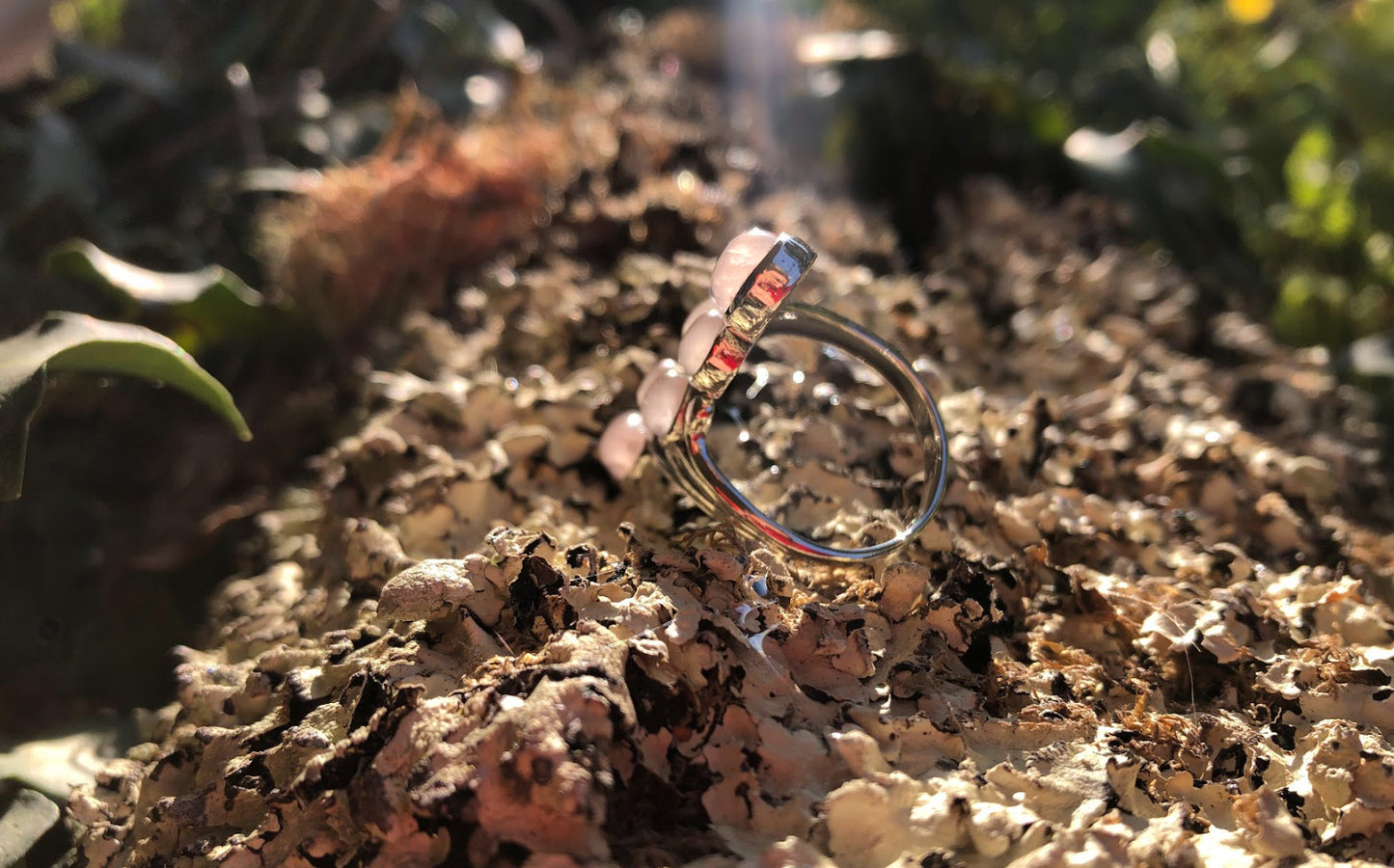 Boutique ésotérique - Lithothérapie Bague argent & Pierre Quartz Rose - SOEURS