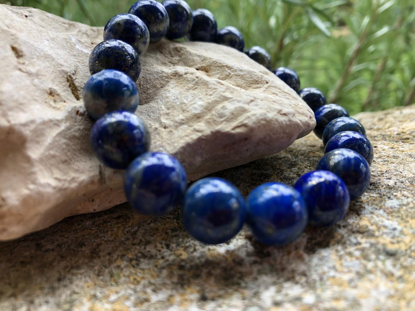 Boutique de Lithothérapie - Bracelet en pierre Lapis Lazuli (perles 10mm)