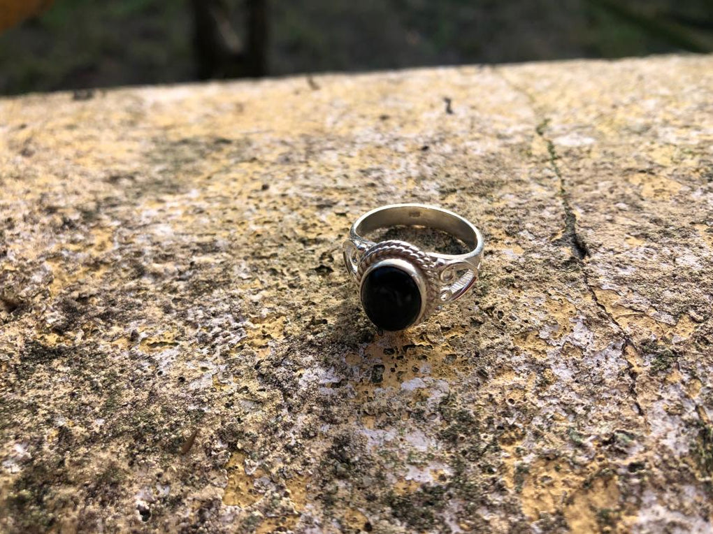 Boutique ésotérique - Bague en pierre Onyx et Argent - SOEURS