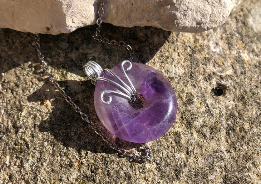 Pendentif Artisanal - Donut en Améthyste