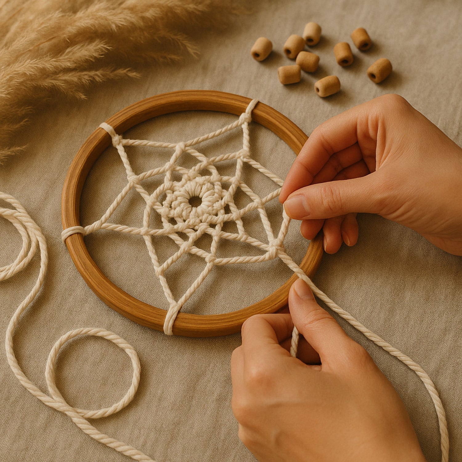 DIY macramé pour réaliser un attrape rêve