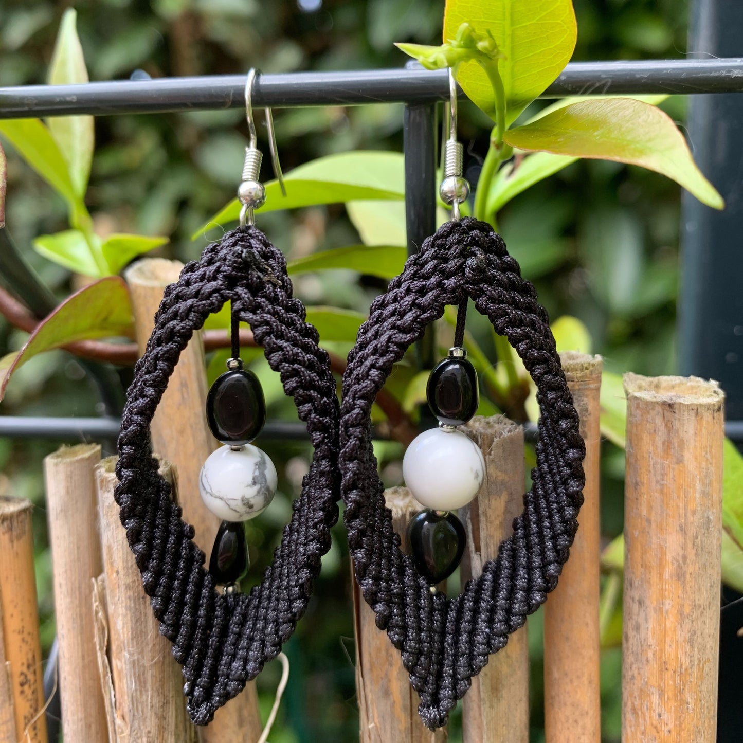 Boucles d’Oreilles Howlite & Obsidienne Œil Céleste