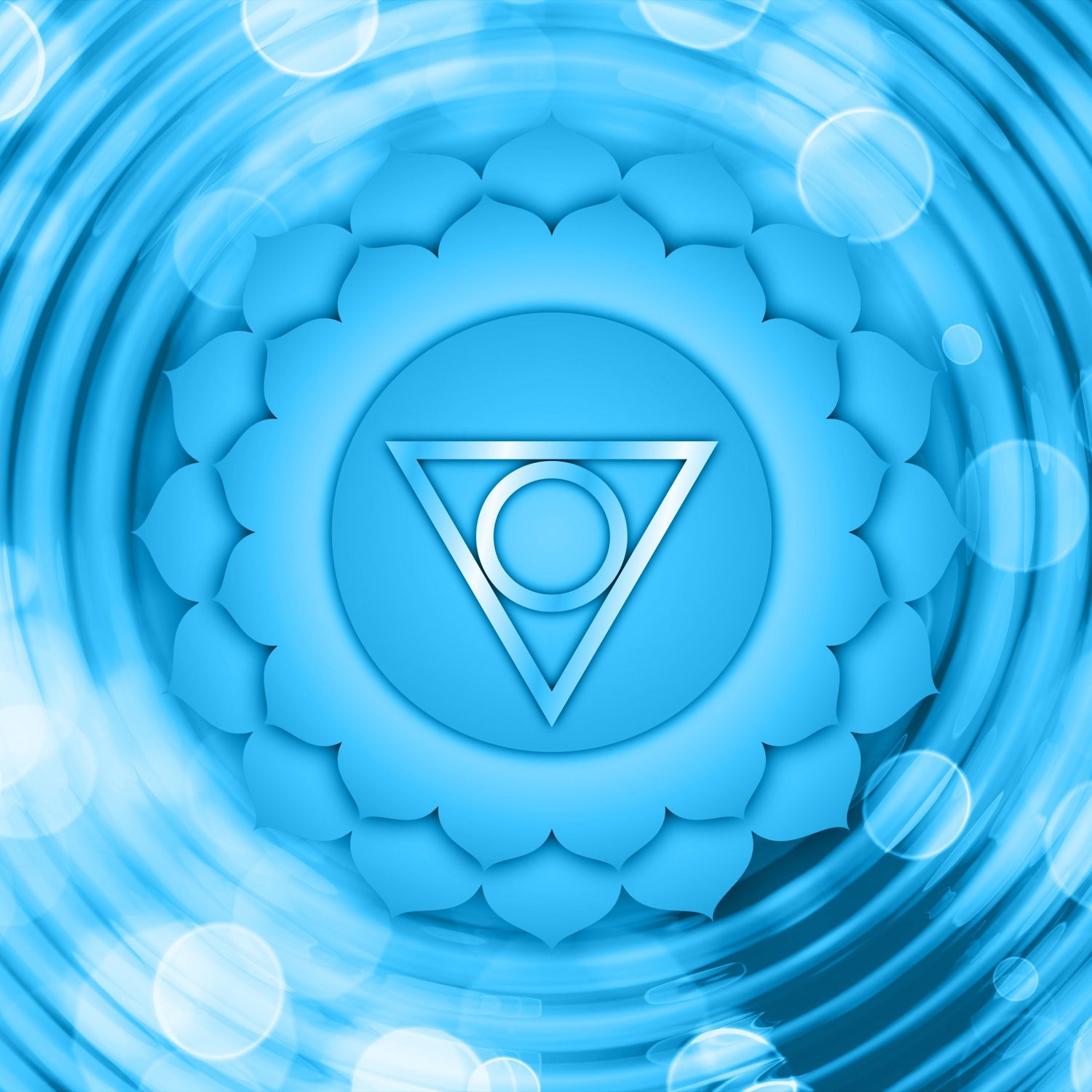 Symbole bleu du chakra gorge