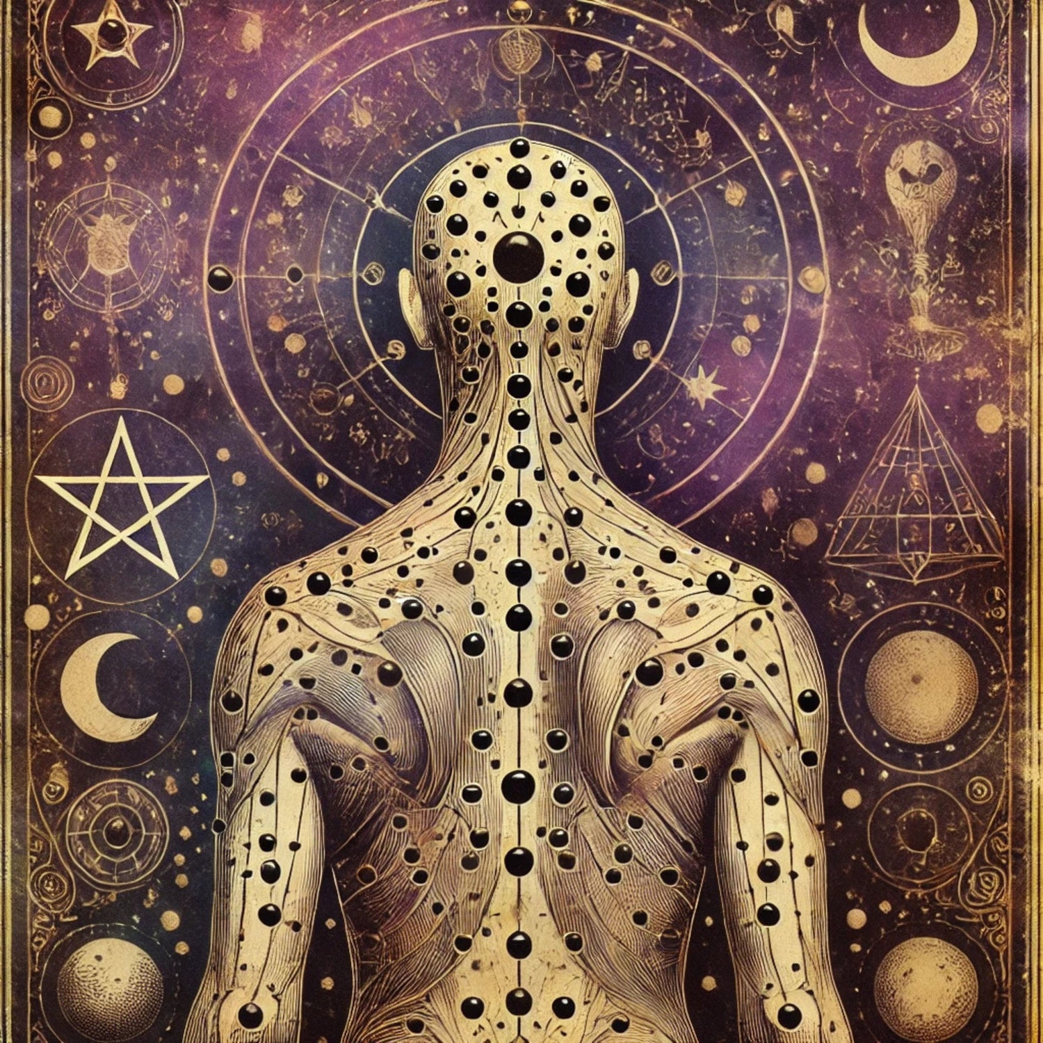 image witchy qui représente les méridiens du dos