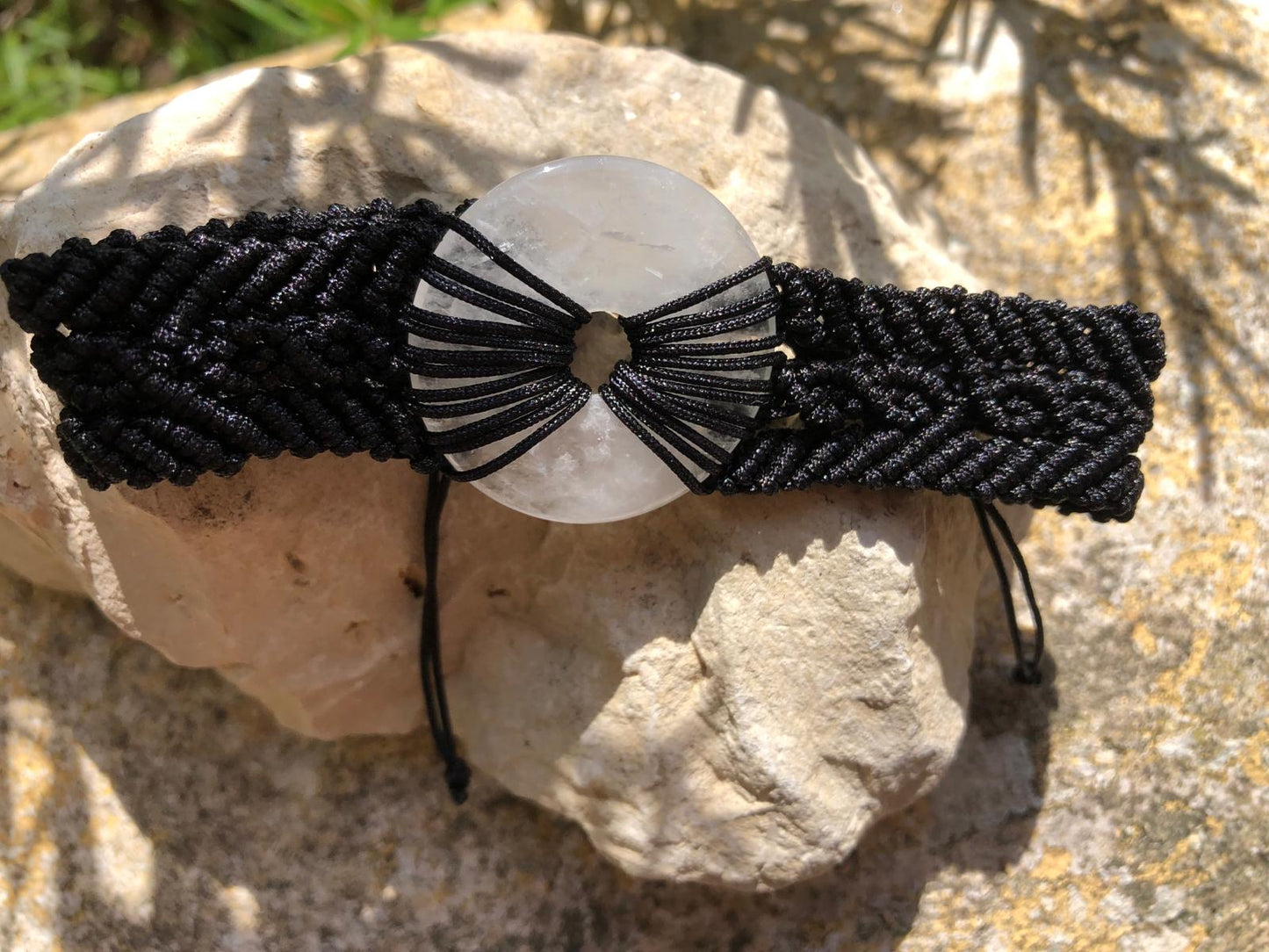 Boutique de Lithothérapie en ligne - Bracelet tréssé avec donut en Cristal de Roche