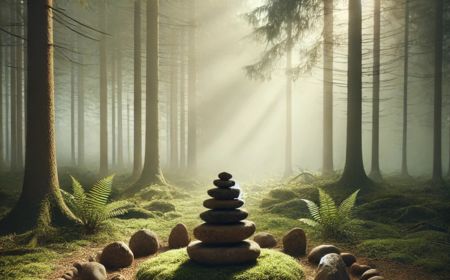 Boutique ésotérique en ligne - illustration d'une forêt apaisante symbolisant l'ancrage