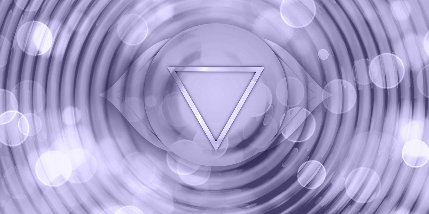 Symbole chakra du troisième oeil sur fond violet
