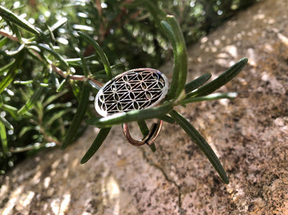Boutique ésotérique - Bague en Argent Circe et Motif Fleur de Vie - SOEURS