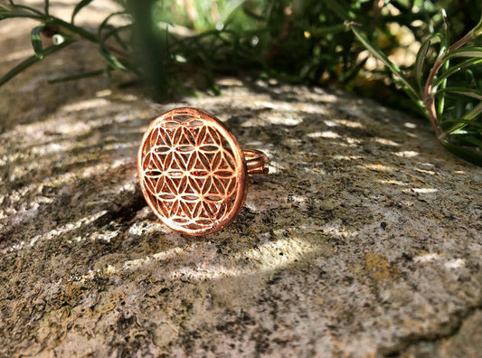 Boutique ésotérique - Bague en Argent Circe Motif Fleur de Vie - SOEURS