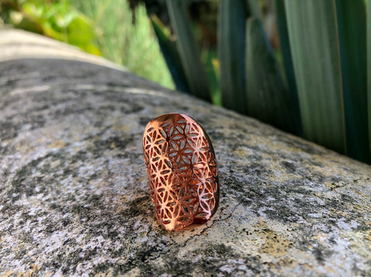 Boutique ésotérique - Bague Argent rosé Fleur de Vie - SOEURS