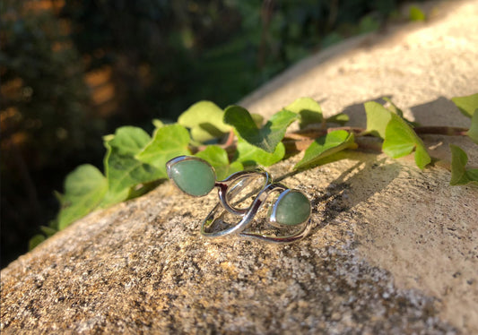 Boutique ésotérique -Bague Argent Lithothérapie Aventurine - SOEURS