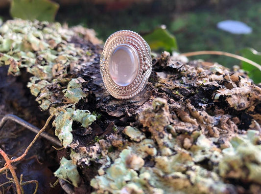 Boutique ésotérique - Bague en pierre Quartz Rose et Argent - SOEURS