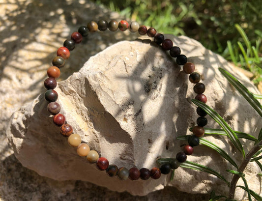 Boutique ésotérique en ligne - Bracelet boule 04mm en Jaspe Polychrome - SOEURS