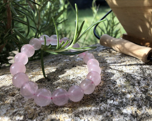 Boutique ésotérique - Bracelet en Pierre Lithothérapie Quartz Rose - SOEURS