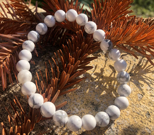Boutique de lithothérapie en ligne - Bracelet en Howlite blanche T2