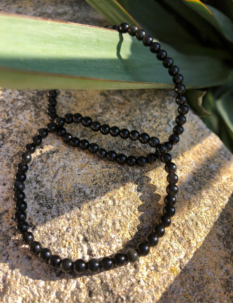 Boutique ésotérique  - Bracelet en Obsidienne (perles 04mm)