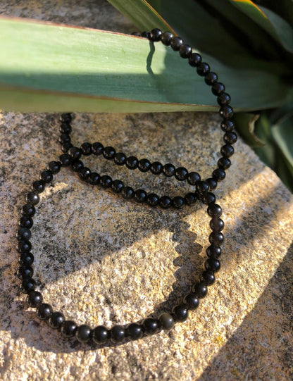 Boutique ésotérique  - Bracelet en Obsidienne (perles 04mm)
