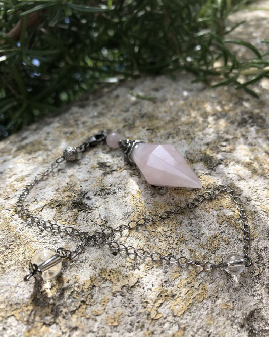 Boutique ésotérique - Lithothérapie Divination Pendule en Quartz Rose - SOEURS