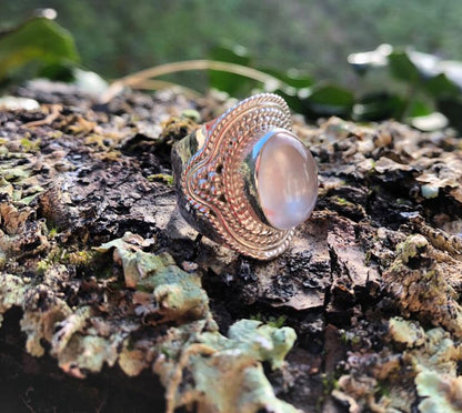 Boutique ésotérique - Bague en pierre Quartz Rose et Argent Lithothérapie - SOEURS