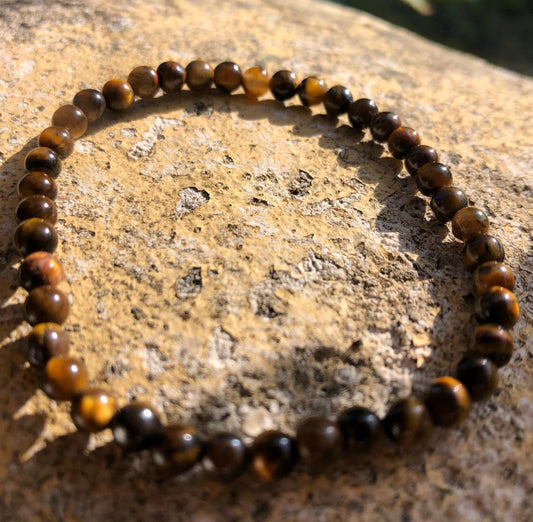 Boutique de Lithothérapie - Bracelet en pierre Oeil de tigre avec perles de 04mm