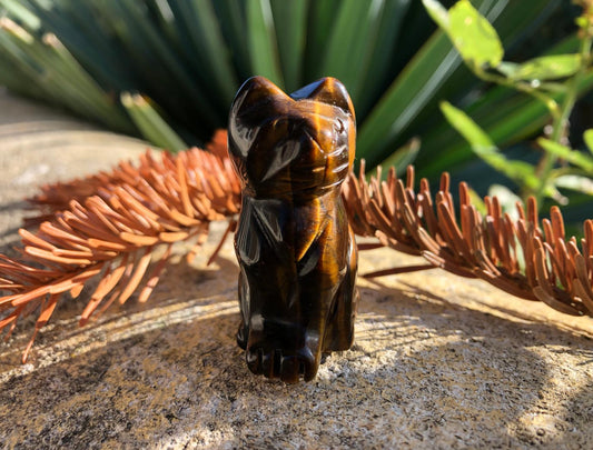 Boutique de Lithothérapie - Figurine Chat en pierre Oeil de Tigre
