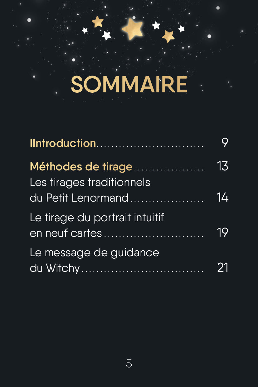 Boutique ésotérique - Oracle Witchy Lenormand Sommaire - SOEURS