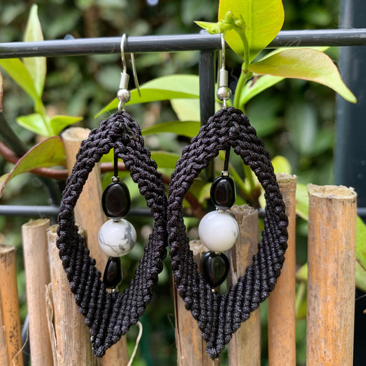 Boucles d’Oreilles Howlite & Obsidienne Œil Céleste