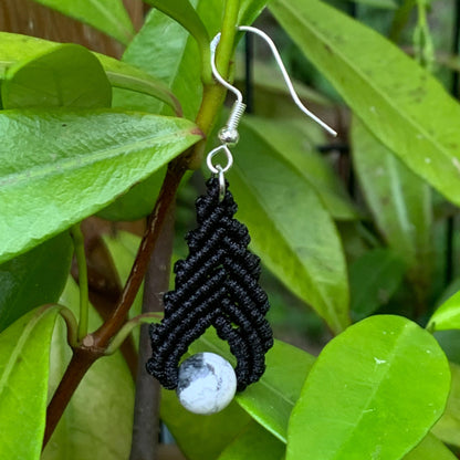 Boucles d’Oreilles Perle Howlite_Noir