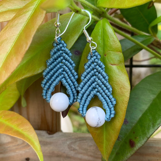 Boucles d’Oreilles Perle Howlite_Bleu Jean