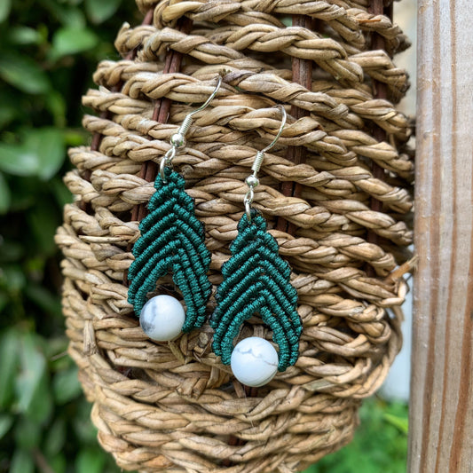 Boucles d’Oreilles Perle Howlite_Vert