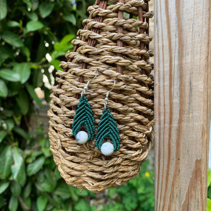 Boucles d’Oreilles Perle Howlite_Vert